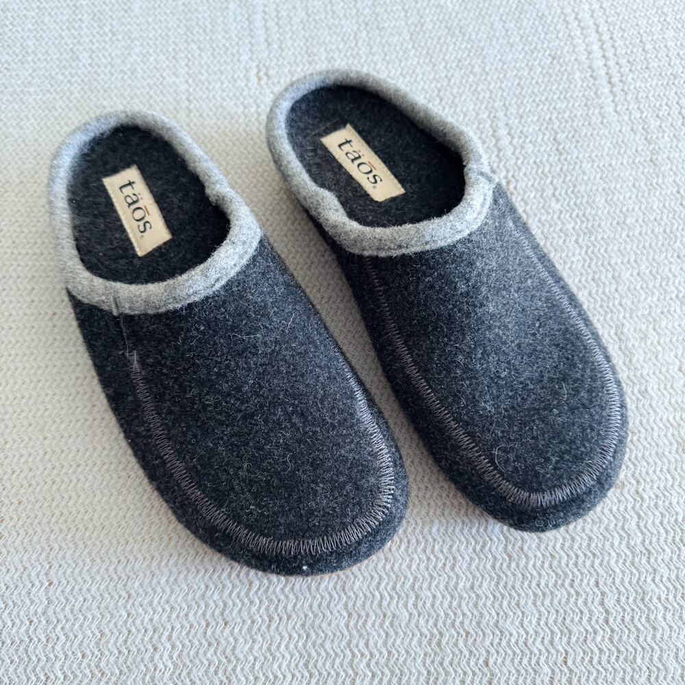 Taos Dark Grey Woolery Clog Slide On Slippers Size 39 or 8.5 Lagen Cottage Earth